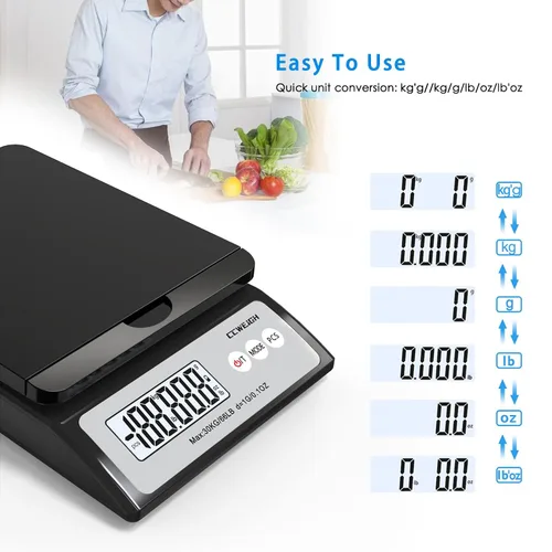 Vista 5 de Báscula postal digital de 30 kg/66 lb – Báscula de envío con cubierta superior extraíble para artículos de forma extraña (sobres, esferas, etc.)