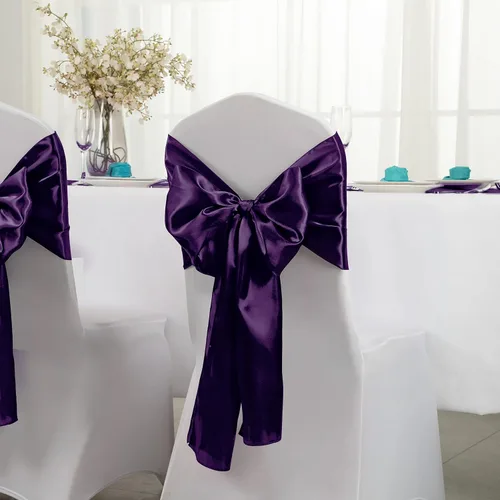 Vista 3 de Horbaunal Paquete de 24 Caminos de Mesa de Satén Púrpura de 12 x 108 Pulgadas, Caminos de Mesa Suaves para Bodas, Banquetes, Fiestas de Cumpleaños