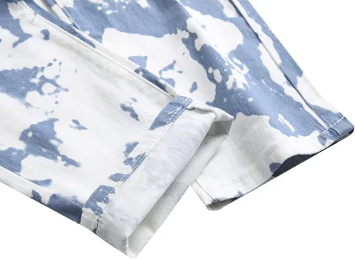 Vista 9 de Jeans ajustados elásticos para hombre, pantalones casuales con estampado de moda, cómodos, con cintura flexible