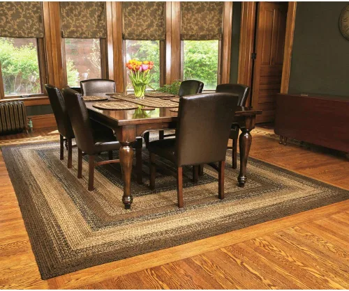 Vista 2 de Colección Cappuccino Premium trenzada Primitivo, rústico, campestre, estilo granja Yute/algodón 30 días sin riesgo Alfombra