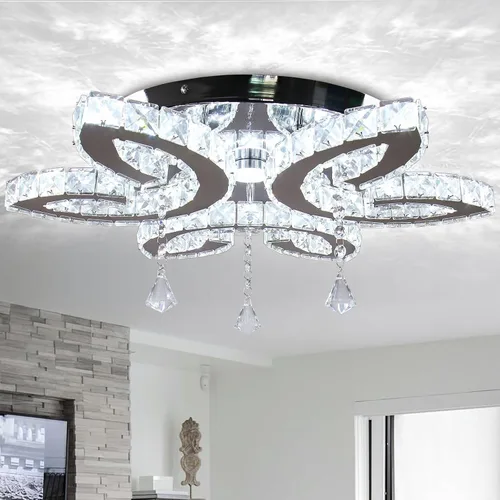 Vista 7 de FRIXCHUR Lámpara de techo LED de cristal regulable de 20.4 pulgadas