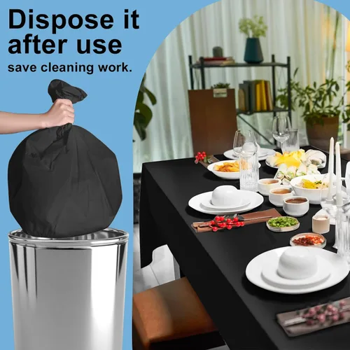 Vista 4 de Mantel Desechable 10-Pack 54x108 Pulgadas, Manteles Decorativos Impermeables de Plástico Rectangular para Mesa, para Fiestas de Vacaciones, Bodas