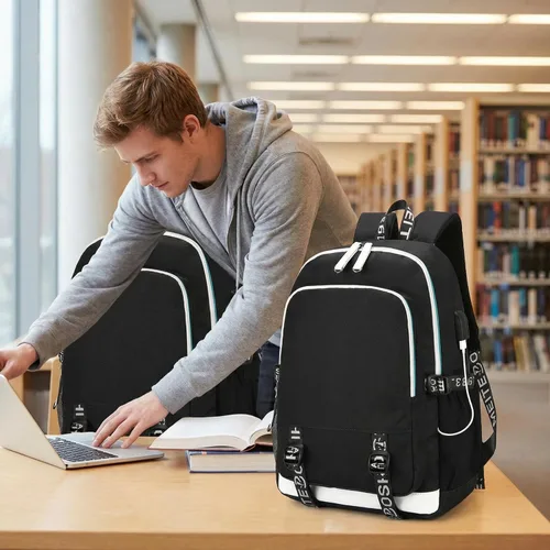 Vista 7 de Soccer Player 7 Mochila deportiva multifunción para viajes, portátil, para fanáticos del fútbol, para hombres y mujeres, negro - 2, Tamaño único