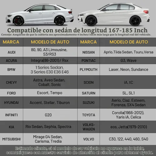 Vista 2 de Favoto Funda completa para coche de sedán, ajuste universal, de 167 a 185 pulgadas, 5 capas, resistente, protección solar, impermeable, a prueba