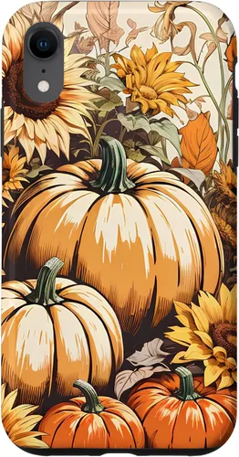 Vista 8 de iPhone 14 Bonito arte de otoño, calabazas, girasoles y hojas de otoño