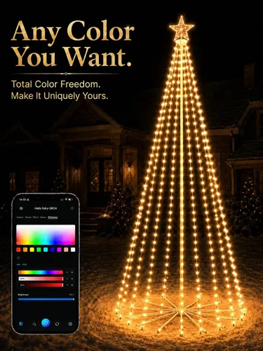 Vista 6 de Popotan Árbol de Navidad de Halloween para exteriores, 7 pies 295 LED