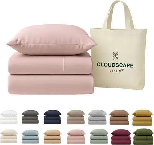 Vista 14 de Cloud Scape Linen - Juego de sábanas de 100% algodón egipcio, tamaño individual, juego de ropa de cama de lujo de 3 piezas, 400 hilos, calidad