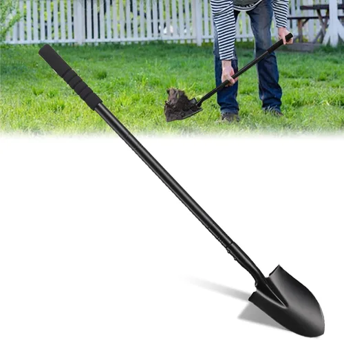 Vista 10 de Pala Pequeña para Cavar con Mango de Metal, Pala de Jardín de 111 cm de Resistencia, Ideal para Jardinería, Escarbado, Plantación, Acampada