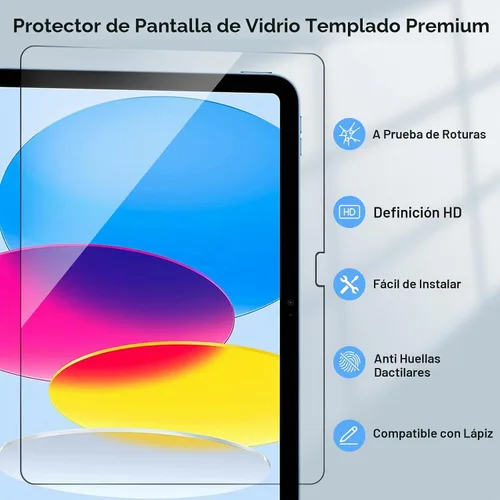 Vista 4 de Qularlans - Protector de pantalla para iPad 11ª A16 2025 y 10ª generación 2022, vidrio templado, dureza 9H, antihuellas, compatible con fundas