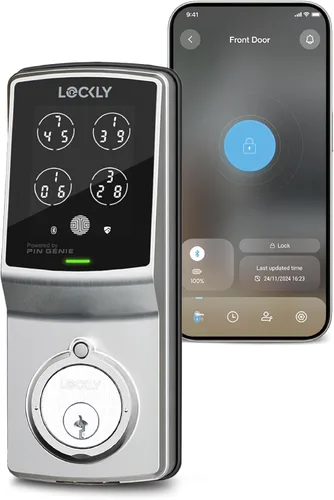 Vista 10 de Lockly Smart Lock modelo 7S, cerradura de puerta inteligente Bluetooth, entrada sin llave con teclado digital PIN Genie®, cerrojo de bloqueo