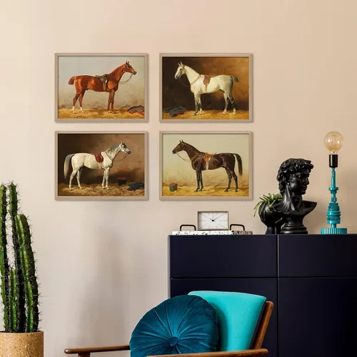 Vista 4 de Decoración de pared ecuestre – Juego de 4 pósteres de vaqueros occidentales para decoración de cafetería, bar, arte de pared para el hogar, regalos