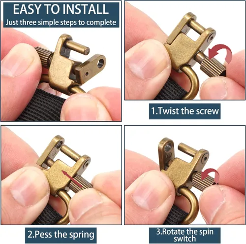 Vista 3 de VVAAGG Sling Swivel Mount 1 1.25 1.5 pulgadas dos puntos Sling fijación clips
