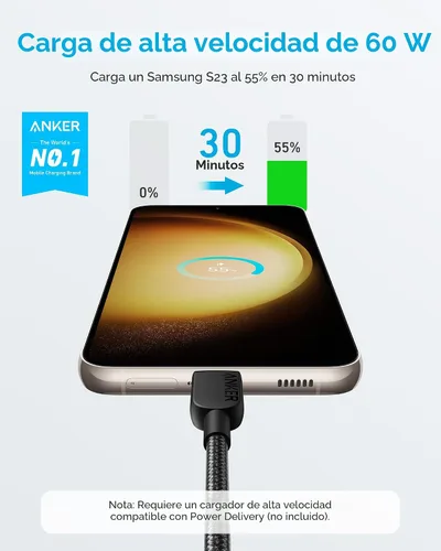 Vista 2 de Anker Cable USB C a USB C, cable de carga rápida tipo C (3 pies, 2 unidades) para iPhone 17/16 Series, iPad Air 4, MacBook Pro 2022 y más (negro)