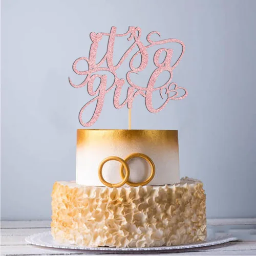 Vista 6 de Decoración para tartas con texto en inglés "It's a Girl" para baby shower, revelación de género, suministros para fiesta de primer cumpleaños