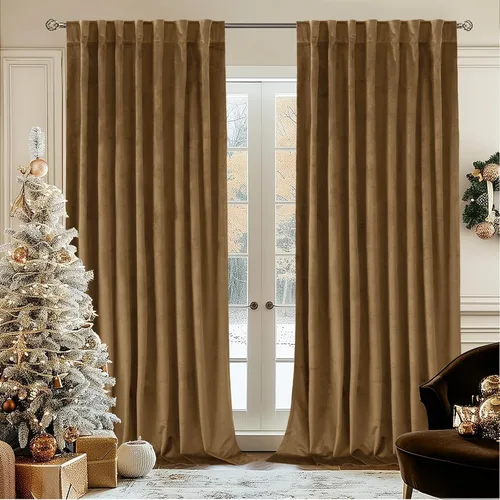 Vista 39 de BGment Cortinas de terciopelo rosa polvoriento, 2 paneles de 84 pulgadas, 2 paneles para sala de estar, aislamiento térmico de lujo, reducen