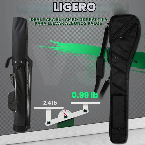Vista 4 de Big Teeth Bolsa de golf domingo, pequeña bolsa de golf ligera, bolsa de golf Par 3 para unos pocos clubes, práctica con correa de transporte Negro