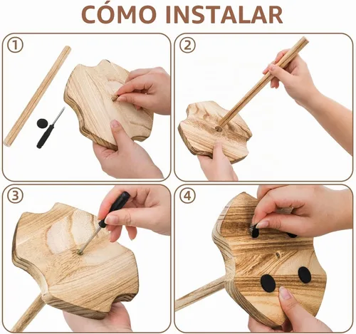 Vista 4 de Cididu Soporte de madera para donas, 8 piezas, soporte para mesa de postre, torre de exhibición de palitos de dona rústicos desmontables para bodas