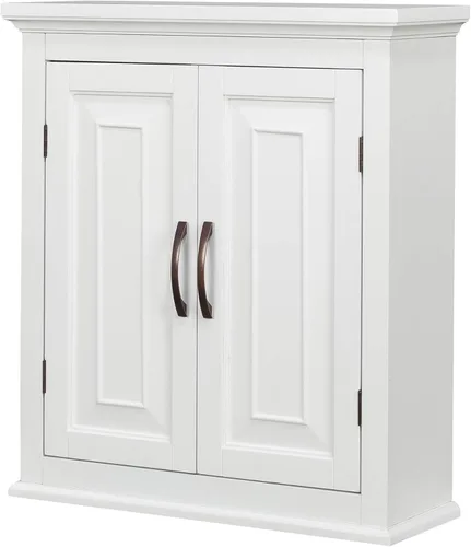 Vista 10 de Teamson Home Windsor - Gabinete de parede removível para sobre el inodoro con 1 estante fijo y 1 estante ajustable, 3 espacios de almacenamiento, 2