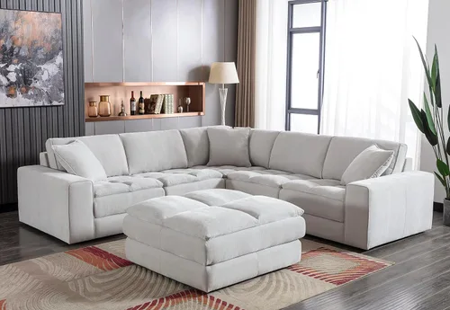 Vista 12 de Roundhill Furniture Breton - Sofá modular modular para sala de estar, en forma de L, 5 piezas, gris ostra