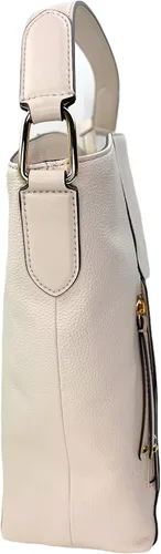 Vista 4 de Michael Kors Evie - Bolso de hombro tipo Hobo de cuero grande crema claro Crema claro