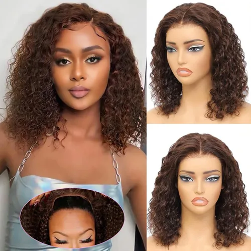 Vista 12 de Pelucas de cabello humano rizado con cierre de encaje HD de 5x5 de onda profunda para mujeres morenas, sin pegamento, pre cortadas, 180%