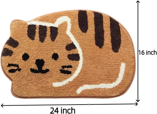 Vista 3 de Alfombra con forma de gato de 16 x 24 pulgadas, tapete de ducha, tapete de baño linda, alfombra de baño con cara de gato, alfombras de área lavables