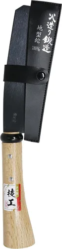 Vista 2 de KAKURI Herramienta de hacha japonesa NATA de 7 pulgadas [bisel único] fabricada en Japón, herramienta de hacha de jardín resistente con mango