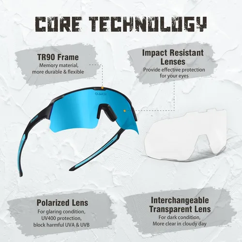 Vista 2 de Gafas de ciclismo polarizadas para hombres, mujeres y jóvenes, UV400, gafas de sol para bicicleta de montaña, MTB, correr, pesca, béisbol