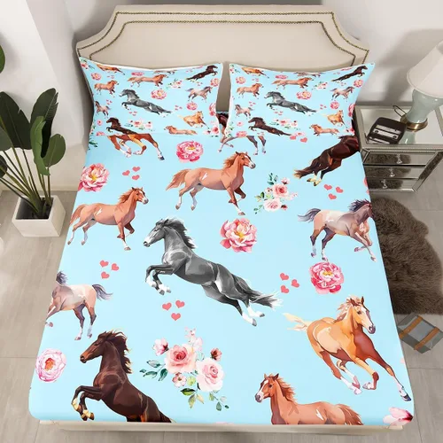 Vista 21 de Erosebridal Sábanas de cama de vaca tamaño individual para decoración rústica, sábana bajera ajustable de estrellas del oeste de Texas para vaquera