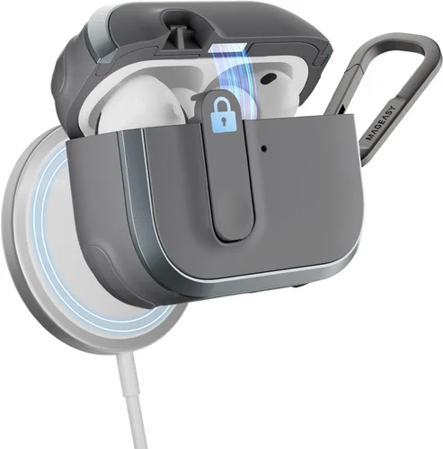 Vista 28 de MAGEASY Odyssey - Funda para AirPods Pro 2, funda resistente para AirPods Pro con bloqueo seguro, clip de mosquetón para protección a prueba