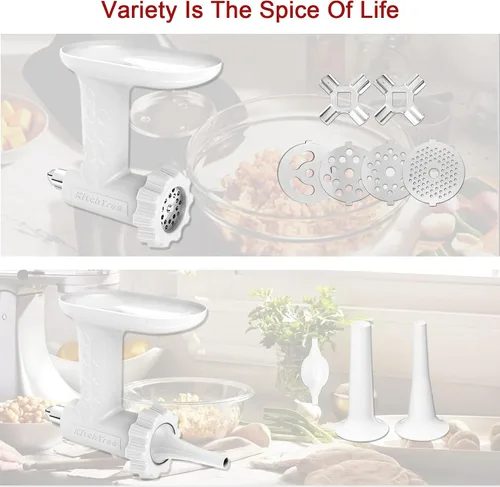 Vista 6 de KITCHTREE Accesorio para picadora de carne para batidoras de pie KitchenAid, incluye accesorio para molinillo de alimentos y accesorio de relleno