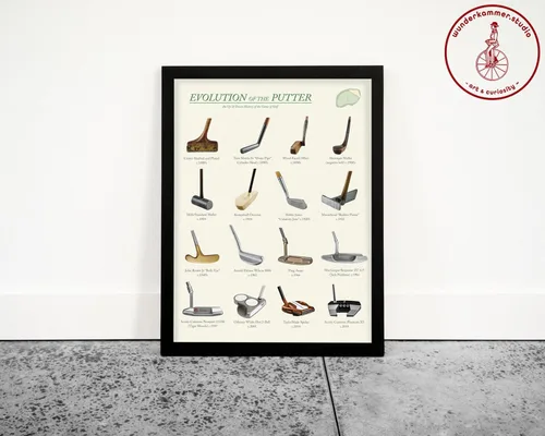 Vista 3 de Evolution of the Golf Putter - Póster impreso para pared, decoración del hogar de la casa, regalo de golf, 8 x 10 pulgadas, impresión enmarcada