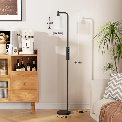 Vista 6 de Ziisee Lámparas de pie para sala de estar - Lámpara de pie con pantalla de vidrio a control remoto, lámpara de pie moderna con bombillas LED