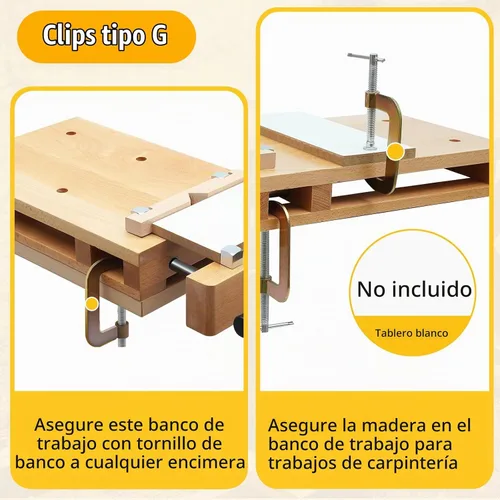 Vista 7 de Tornillo de banco de carpintería, tornillo de banco de madera dura portátil para banco de trabajo