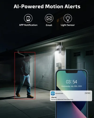 Vista 8 de OHWOAI Cámara de seguridad al aire libre inalámbrica de doble vista, cámaras de vigilancia 2.4G/5G WiFi PTZ con visión nocturna a
