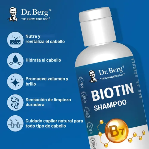 Vista 3 de Dr. Berg - Champú de biotina para hombres y mujeres (fórmula mejorada de alto rendimiento), probado y certificado de forma independiente, sin