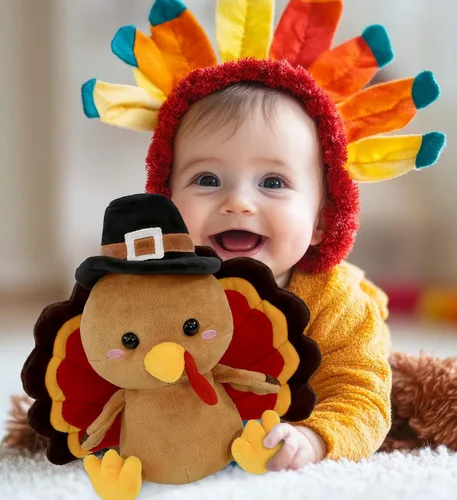 Vista 2 de DolliBu Pilgrim - Peluche de pavo con diseño de pájaro, 10 pulgadas