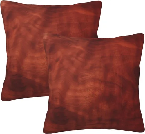 Vista 19 de Pack of 2 Short Plush Throw Pillow Covers 18 X 18 Inch, Retro 70S Orange Yellow Pillow Cover Durable Pillowcases, Square Throw Pillow Covers Couch