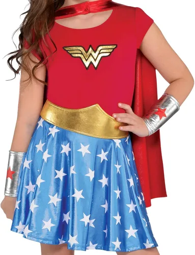 Vista 4 de Costumes USA Wonder Woman Costume for Girls Includes a Dress a Headband Leg Warmers a Cape and More