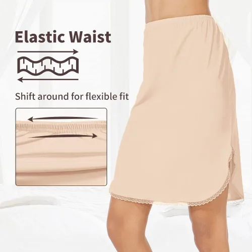 Vista 2 de MANCYFIT Media falda corta para mujer con ribete de encaje floral