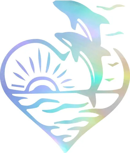 Vista 12 de Adhesivos transparentes de escena de corazón de delfín (azul celeste) Calcomanías de vinilo impermeables de alta calidad para teléfono portátil