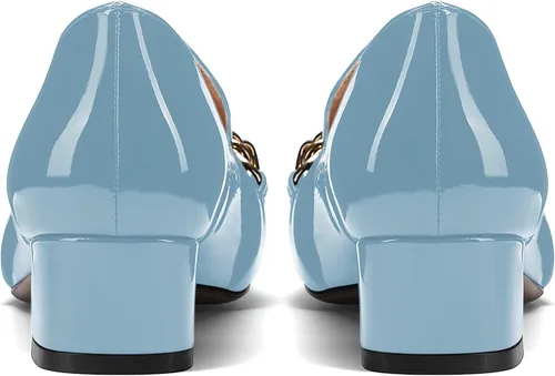 Vista 4 de MODENCOCO Zapatos de tacón bajo y grueso para mujer, con punta cuadrada, de 1.5 pulgadas