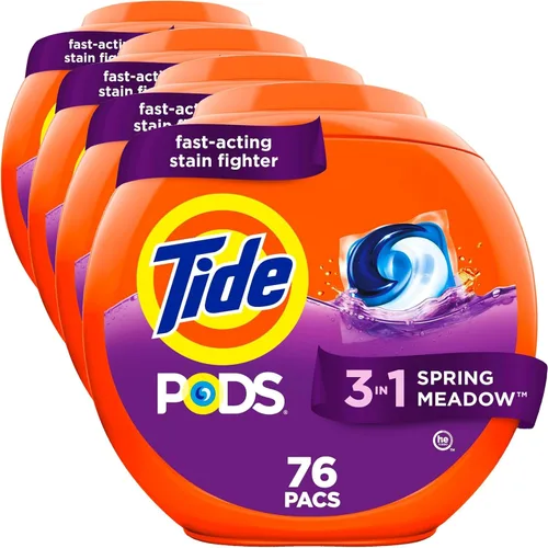 Vista 37 de Tide PODS cápsulas de detergente para lavandería, removedor de manchas 3 en 1, combatiente de olores, protector de color, 76 unidades, compatible