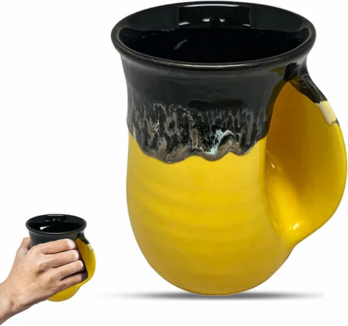 Vista 38 de Clay in Motion - Taza calentadora de manos para diestros, diseño Ocean Tide Marea del Océano