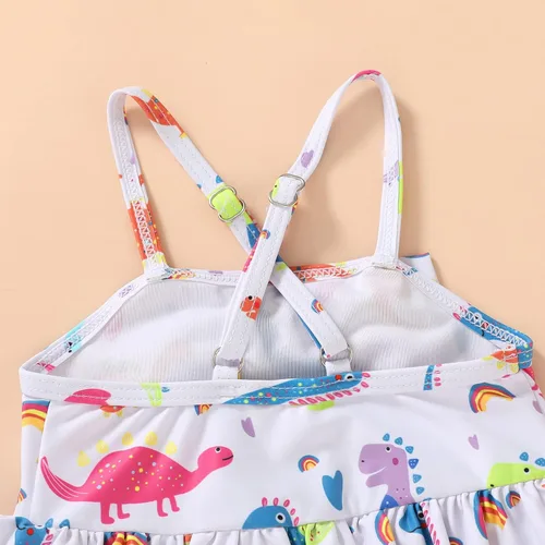 Vista 5 de Bebé Niña Sandía Traje De Baño Dinosaurio Limón Sin Espalda Traje De Baño Infantil Halter