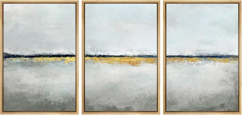 Vista 11 de wall26 Lienzo enmarcado para pared, juego de arte de acuarela pastel, paisaje rural, ilustraciones con formas abstractas, arte moderno, decorativo