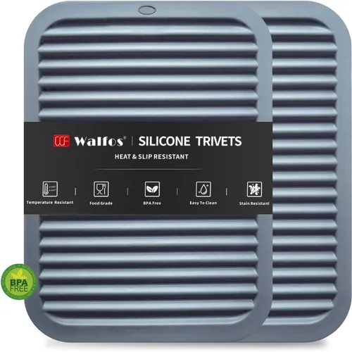 Vista 15 de Walfos Salvamanteles grandes de silicona de 16 x 12 pulgadas, salvamanteles para ollas y sartenes calientes, resistentes al calor, almohadillas