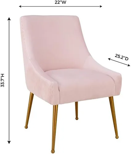 Vista 3 de Tov Furniture Beatrix - Silla auxiliar de comedor de terciopelo plisado (rubor)