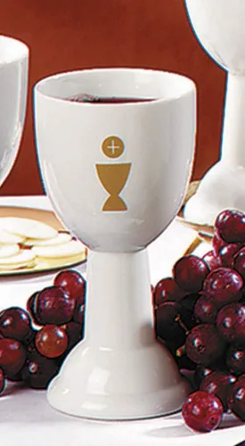 Vista 2 de Living Grace Taza de cerámica para bendición de copa de comunión, 6 pulgadas
