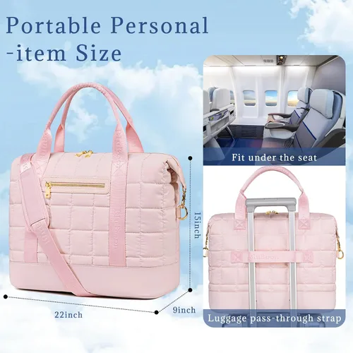 Vista 2 de BLUBOON Bolsas de viaje con cremallera, bolsa de lona para mujer, bolsa de fin de semana para mujer, bolsa de lona para llevar en la bolsa de lona